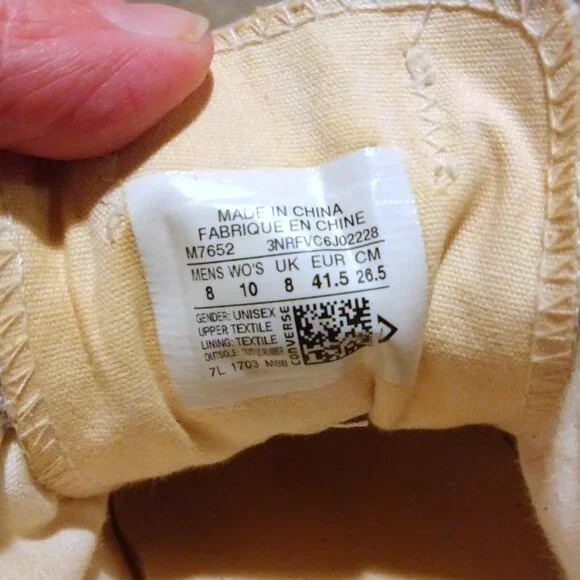 Converse Off White Canvas All Star Sneakers Shoes 10 Retro Streetwear Minimalist - Picture 9 of 9